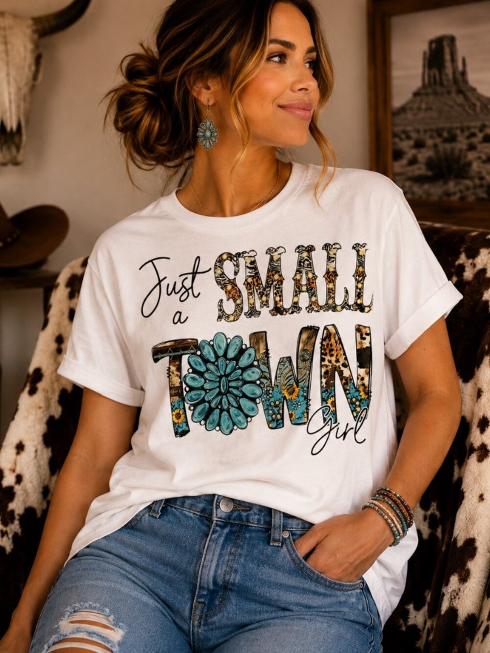 Small Town Girl Western Graphic T Shirt Trendy Boutique Style Tee Womens Gift Wh